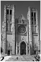 Grace Cathedral facade. San Francisco, California, USA ( black and white)