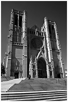 Grace Cathedral from the front steps. San Francisco, California, USA (black and white)