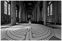 Labyrinth inside Grace Cathedral. San Francisco, California, USA ( black and white)