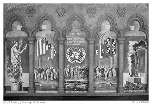 Fresco memorializing the founding of the United Nations, Grace Cathedral. San Francisco, California, USA