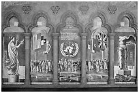Fresco memorializing the founding of the United Nations, Grace Cathedral. San Francisco, California, USA ( black and white)