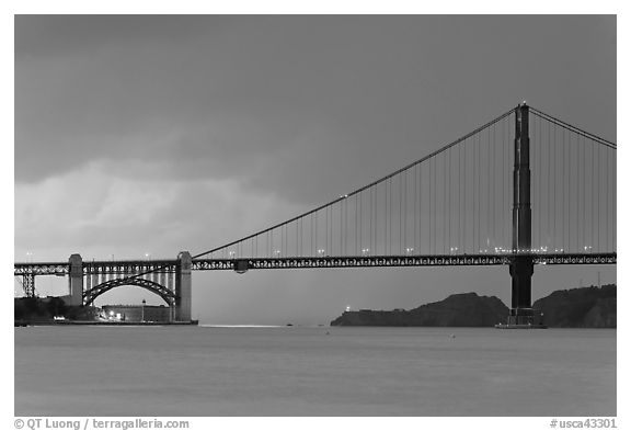 Storm over the Golden Gate Bridge. San Francisco, California, USA (black and white)