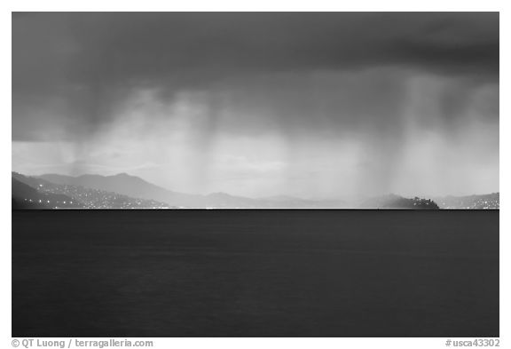 Dark storm over San Francisco Bay. California, USA (black and white)