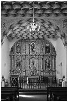 Altarpiece, Mission San Francisco de Asis. San Francisco, California, USA (black and white)