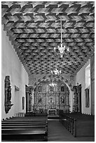 Interior of the Mission Dolores Chapel. San Francisco, California, USA (black and white)