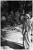 Graves in the garden of Mission San Francisco de Asis. San Francisco, California, USA ( black and white)