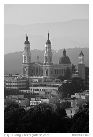St Ignatius Church on the USF campus. San Francisco, California, USA (black and white)