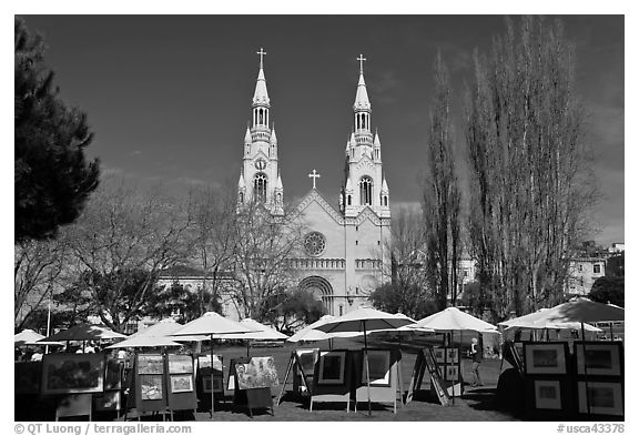 Art fair on Washington Square Park, North Beach. San Francisco, California, USA