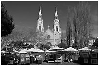 Art fair on Washington Square Park, North Beach. San Francisco, California, USA (black and white)