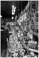 Inside Italian gourmet grocery store, Little Italy, North Beach. San Francisco, California, USA ( black and white)