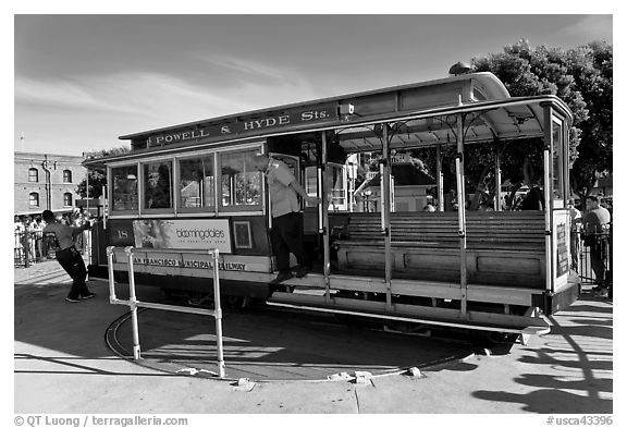 Cable car being turned at terminus. San Francisco, California, USA