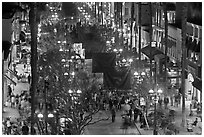 Activity on Third Street from above. Santa Monica, Los Angeles, California, USA ( black and white)