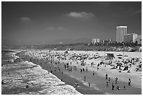 Santa Monica Beach in summer. Santa Monica, Los Angeles, California, USA (black and white)