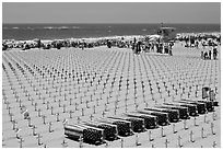 Arlington West Iraq war memorial, Santa Monica beach. Santa Monica, Los Angeles, California, USA ( black and white)