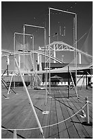 Empty acrobatics setup. Santa Monica, Los Angeles, California, USA (black and white)