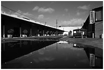 Reconverted industrial buildings, Bergamot Station. Santa Monica, Los Angeles, California, USA (black and white)