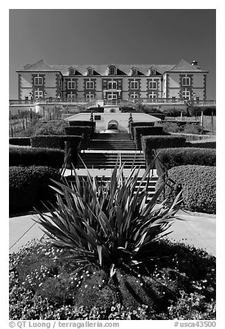 Louis XV style chateau of Domain Carneros. Napa Valley, California, USA (black and white)