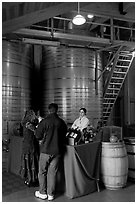 Couple tasting wine. Napa Valley, California, USA ( black and white)