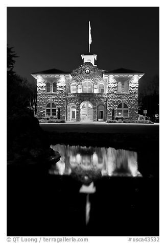 City Hall at night, Sonoma. Sonoma Valley, California, USA