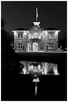 City Hall at night, Sonoma. Sonoma Valley, California, USA ( black and white)