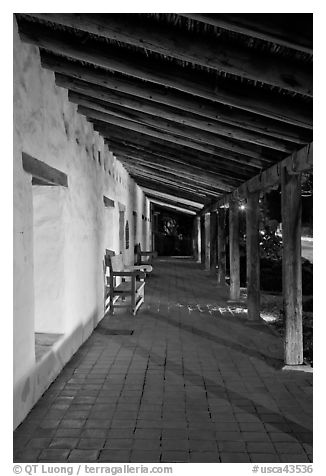 Mission Sonoma at night. Sonoma Valley, California, USA (black and white)