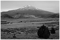 Mount Shasta in late summer. California, USA ( black and white)