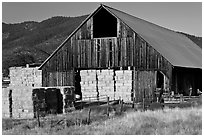Barn and hay, Yreka. California, USA ( black and white)
