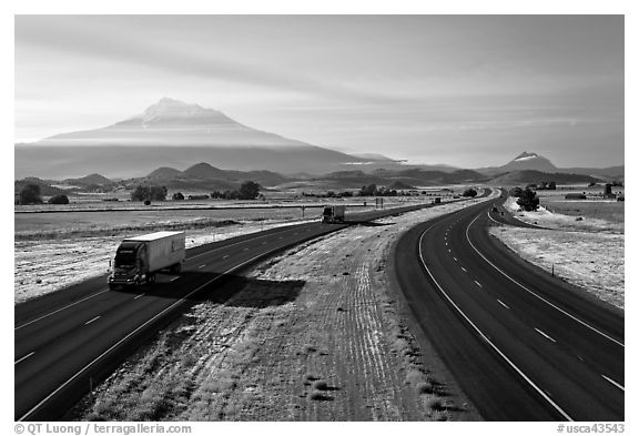 Highway 5 and Mount Shasta. California, USA