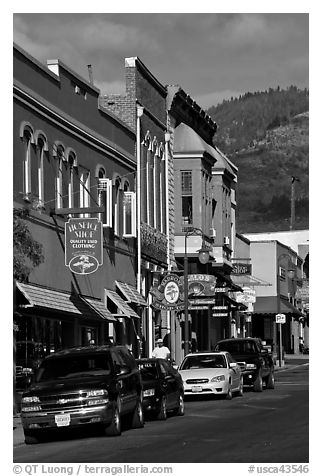 Historic buildings, Yreka. California, USA (black and white)