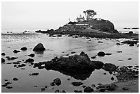 Battery Point Lighthouse on semi-islet, Crescent City. California, USA ( black and white)