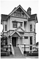 Yellow Victorian house, Eureka. California, USA (black and white)