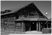 Historic building made of redwood, Scotia. California, USA ( black and white)
