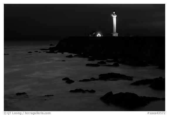 Point Arena Light Station at night. California, USA