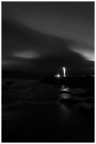 Point Arena Lighthouse and stary sky. California, USA ( black and white)