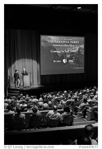 Dayton Duncan and Ken Burns present new  film, Cowell Theater, Fort Mason Center. San Francisco, California, USA (black and white)