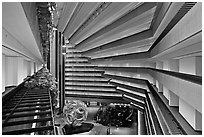 Modernistic architecture, Hyatt Grand Regency. San Francisco, California, USA (black and white)