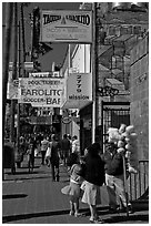 Mission street sidewalk, Mission District. San Francisco, California, USA (black and white)