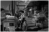 Food vending on Mission street, Mission District. San Francisco, California, USA ( black and white)