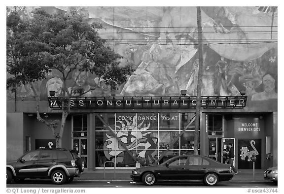 Mission cultural center, Mission District. San Francisco, California, USA (black and white)