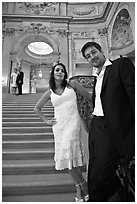 Couple waiting to be married, City Hall. San Francisco, California, USA (black and white)