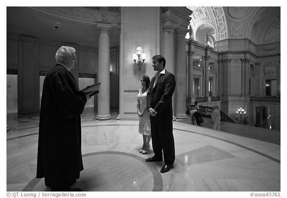 Civil wedding, City Hall. San Francisco, California, USA (black and white)