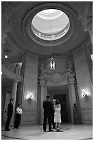 Wedding in the City Hall rotunda. San Francisco, California, USA ( black and white)