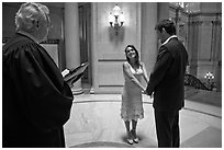 Marriage in the City Hall rotunda. San Francisco, California, USA (black and white)