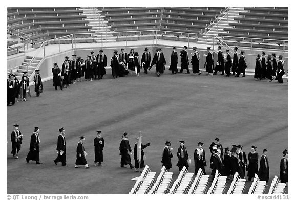 Class of 2009 lines up to seat for commencement. Stanford University, California, USA