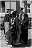 Academics in traditional dress. Stanford University, California, USA (black and white)