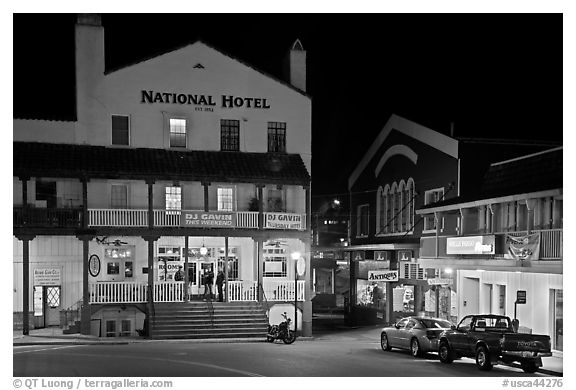 National Hotel by night, one of California oldest, Jackson. California, USA