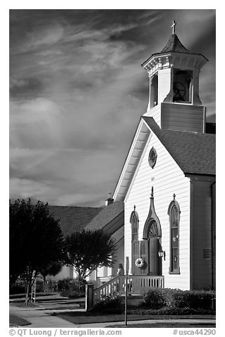 White church. Half Moon Bay, California, USA (black and white)