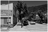 Old car in town center, Dunsmuir. California, USA ( black and white)