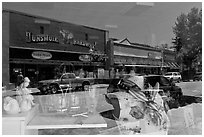 Reflections in store window, Dunsmuir. California, USA (black and white)