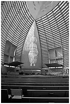 Image of Christ the Light, Oakland Cathedral. Oakland, California, USA ( black and white)